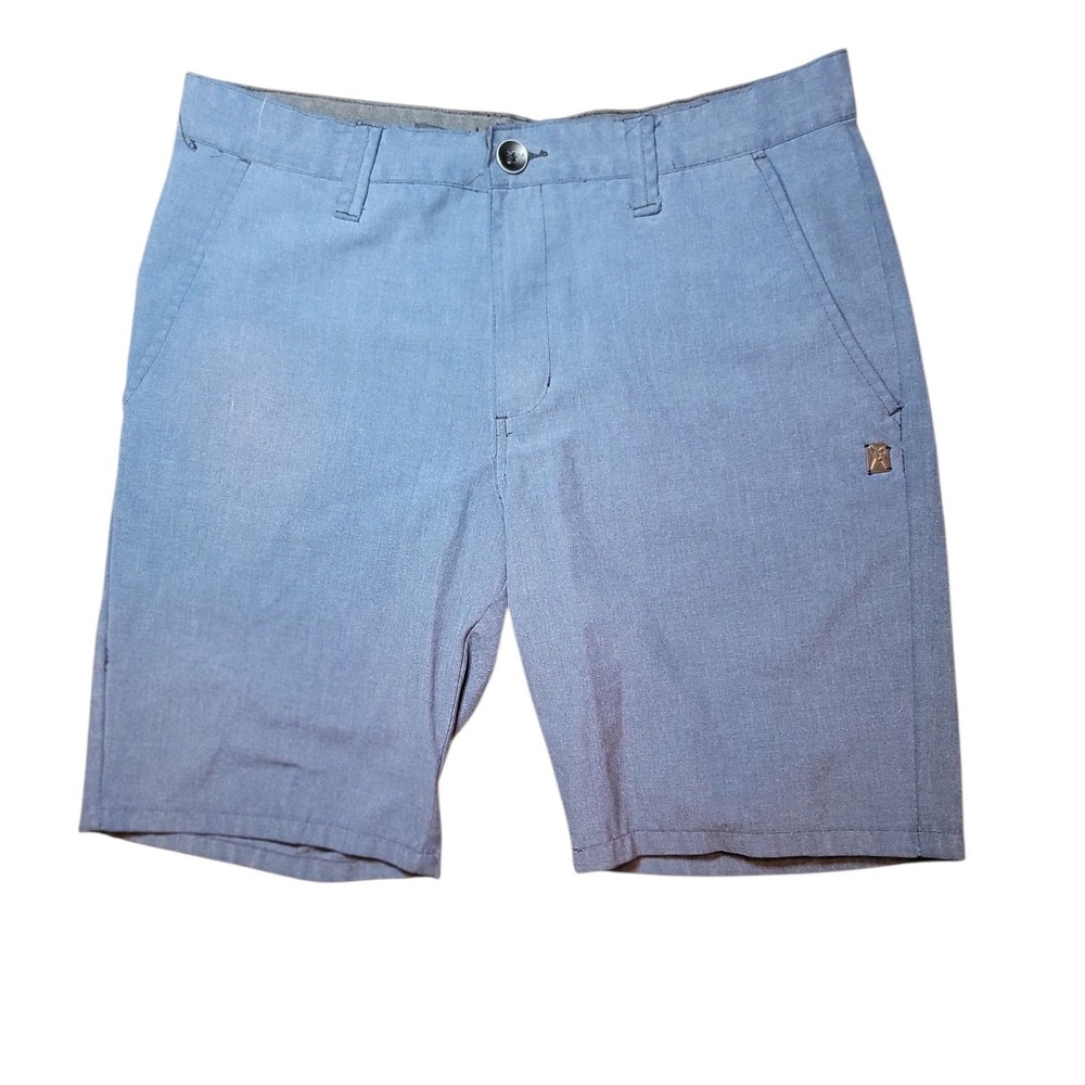 Marc Ecko Cut & Sew Shorts Mens 32 Blue Excellent Slim Fit Flat Front Heathered
